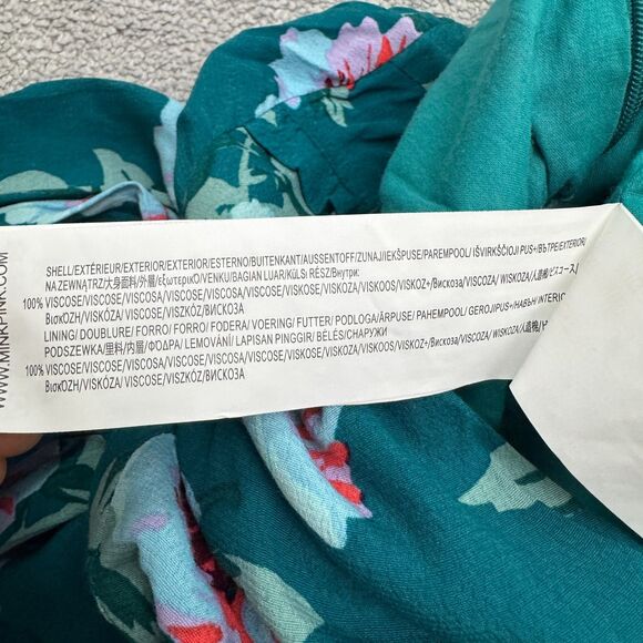 Minkpink Ruffle Floral Romper Womens small Green Long Sleeve V-Neck Summer Boho - Picture 8 of 15